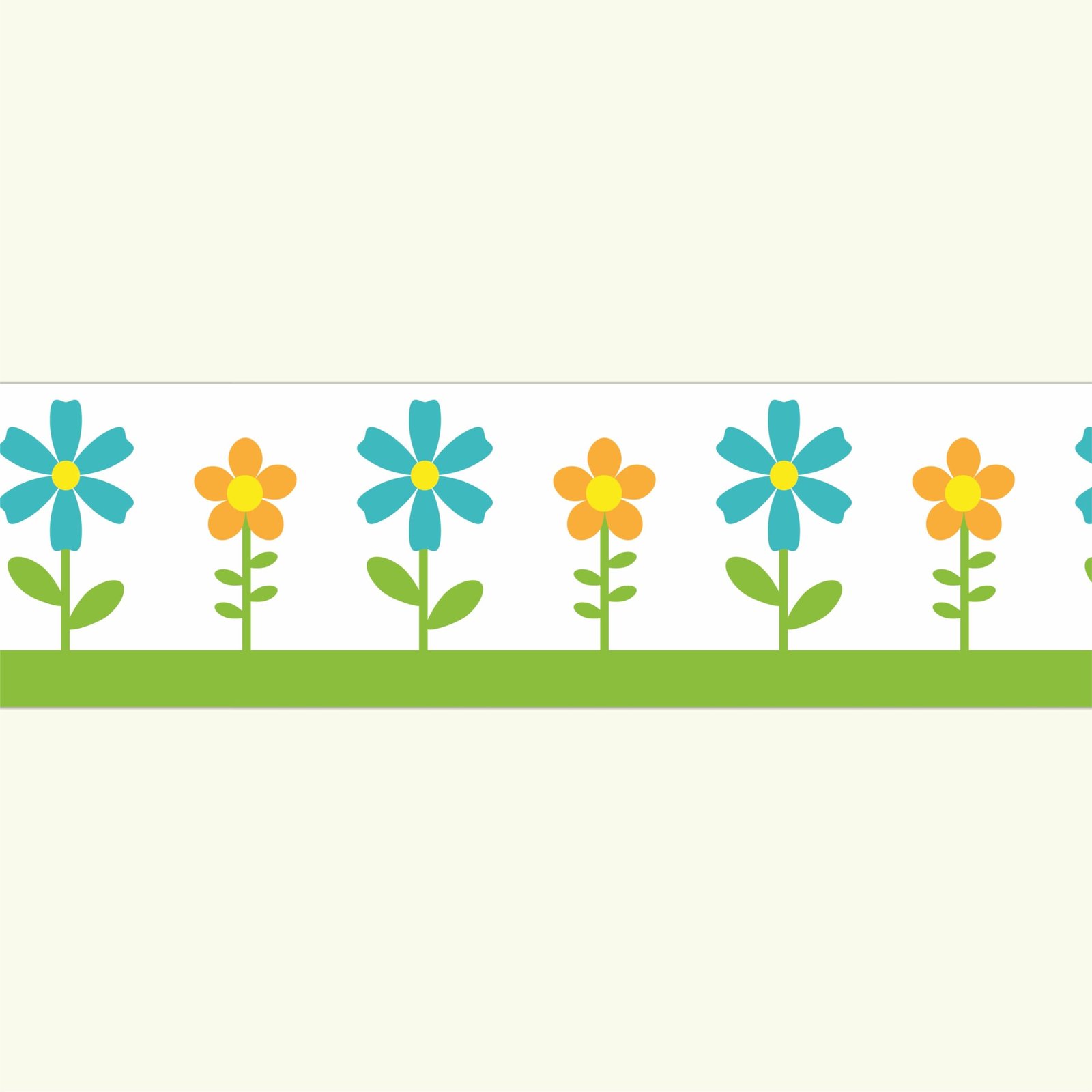 Flower Design Wall Border Sticker Waterproof Peel and Stick - 6 in X 10 Feet Self-Adhesive Durable Border Roll for Kids Room Wall, Home Decoration (Design-2)