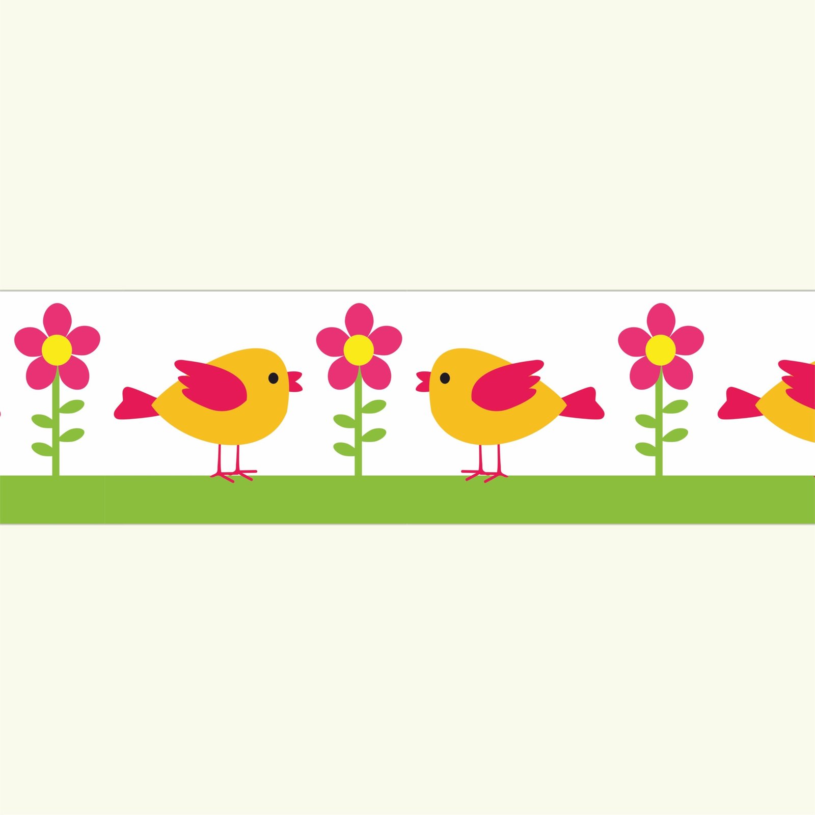 Flower & Birds Design Wall Border Sticker Waterproof Peel and Stick - 6 in X 10 Feet Self-Adhesive Durable Border Roll for Kids Room Wall, Home Decoration (Design-3)
