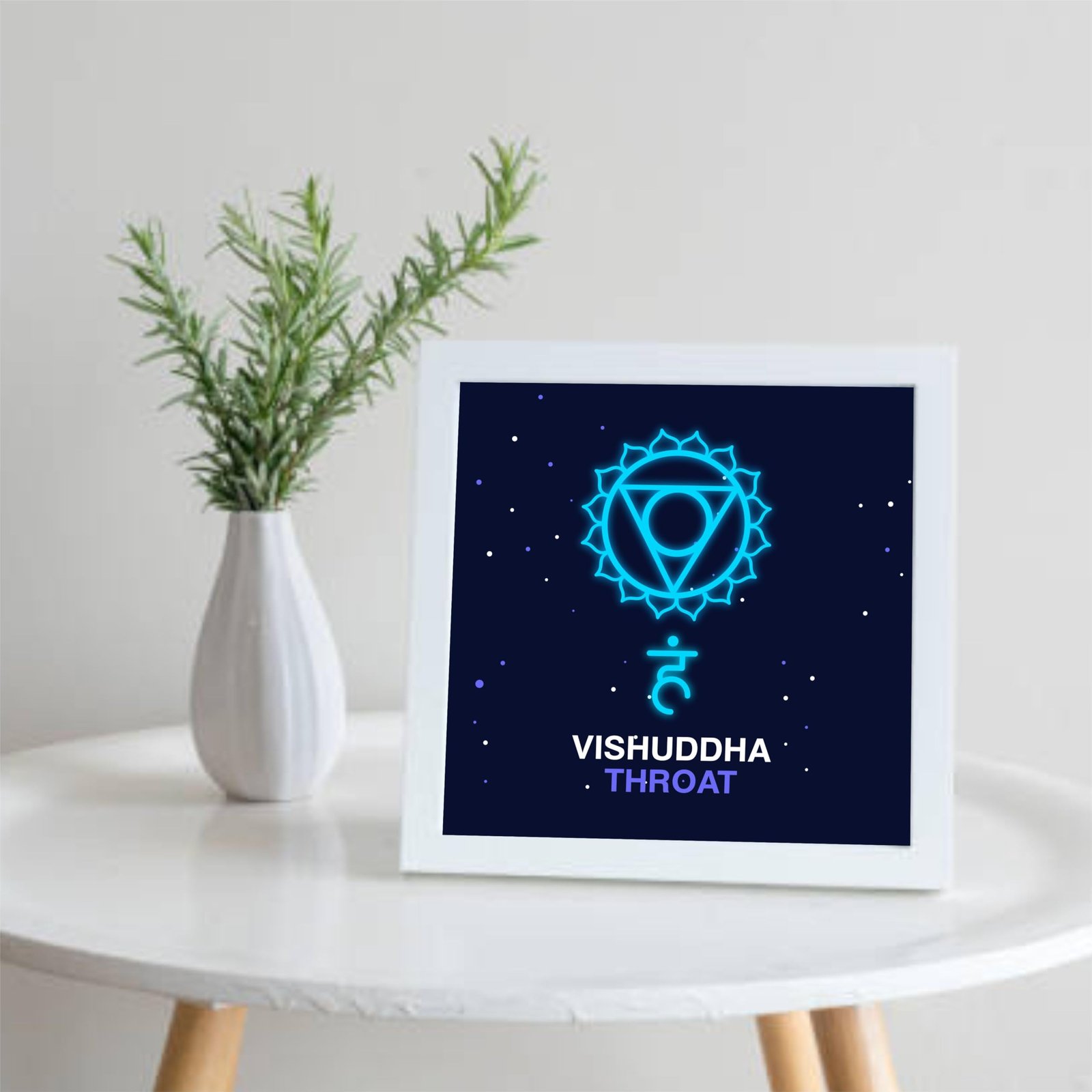 Vishuddha Chakra paintings Wooden Wall Frames With PVC Decorative item for Living room Bedroom Office Decor Modern Artwork Painting Wall Mount Hanging Set of 1 (9"X9" Inch)