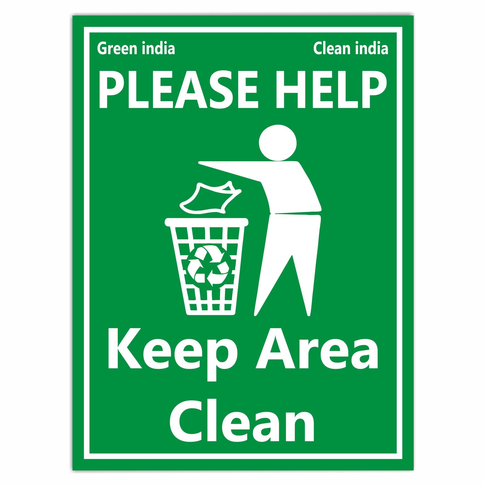 Please Help Keep Area Clean Adhesive Vinyl Signage Sticker For Office l Home l Clinic l Hotels (Size -6x8 Inch, Colour- Green) Pack of 6