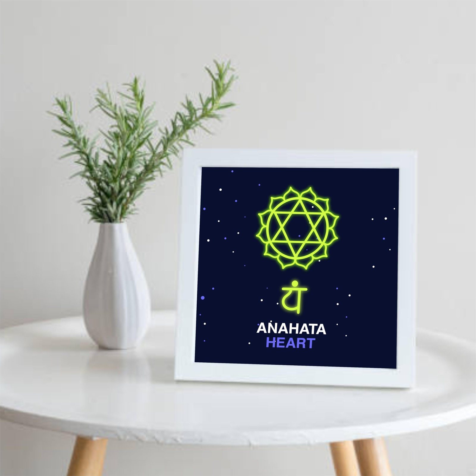 Anahata Chakra paintings Wooden Wall Frames With PVC Decorative item for Living room Bedroom Office Decor Modern Artwork Painting Wall Mount Hanging Set of 1 (9"X9" Inch)