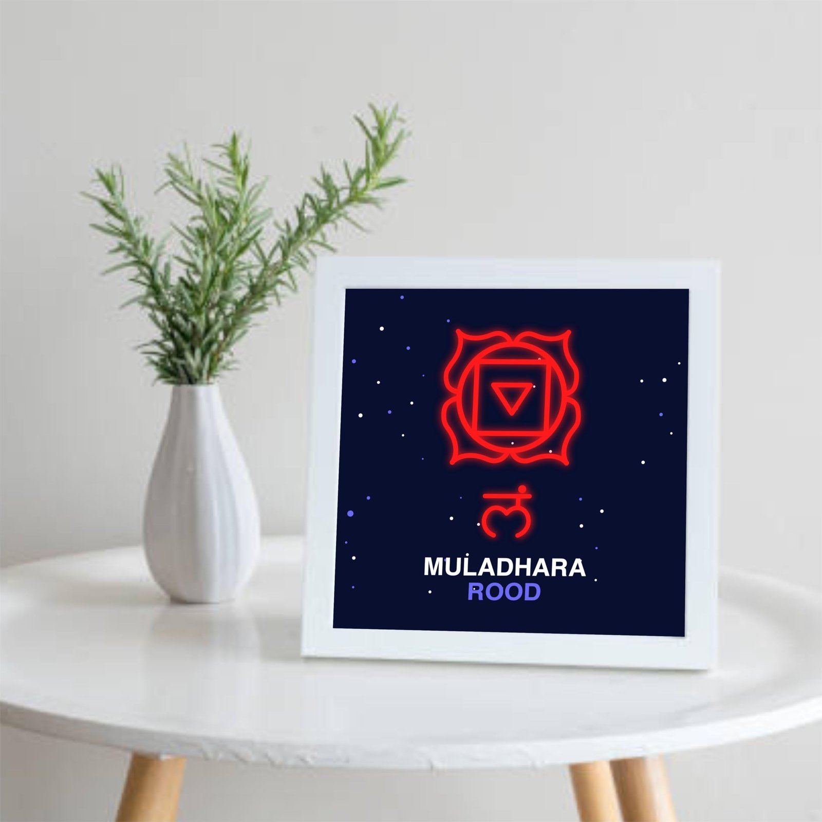Muladhara Chakra paintings Wooden Wall Frames With PVC Decorative item for Living room Bedroom Office Decor Modern Artwork Painting Wall Mount Hanging Set of 1 (9"X9" Inch)