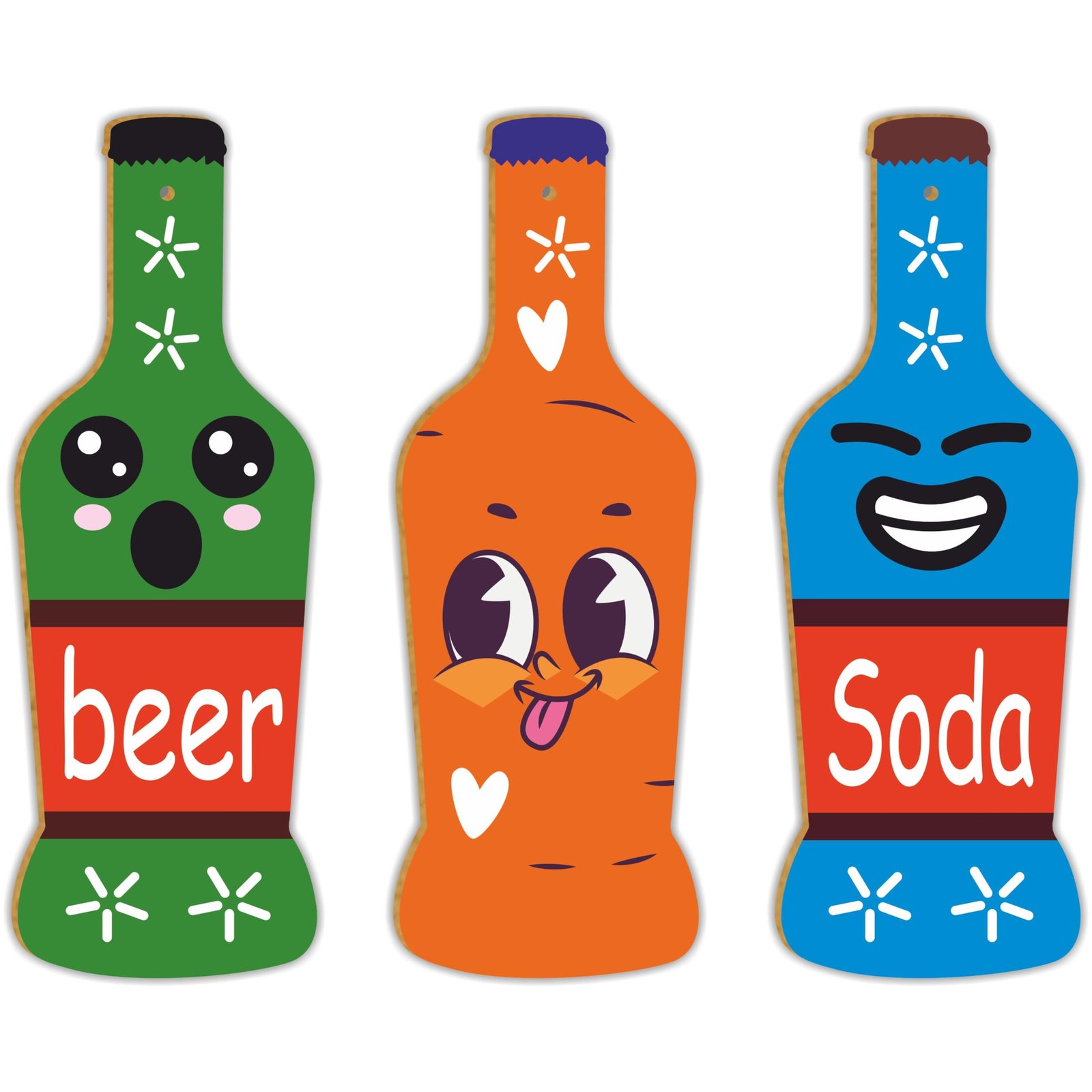 Bottle Design Artworks Home Decor Items for Office | Wall hangings for Home Decoration | Door Hanging Wooden Wall Hanging Decor (Set of 3) _Size- 4"x11.5"inch (Design 3)
