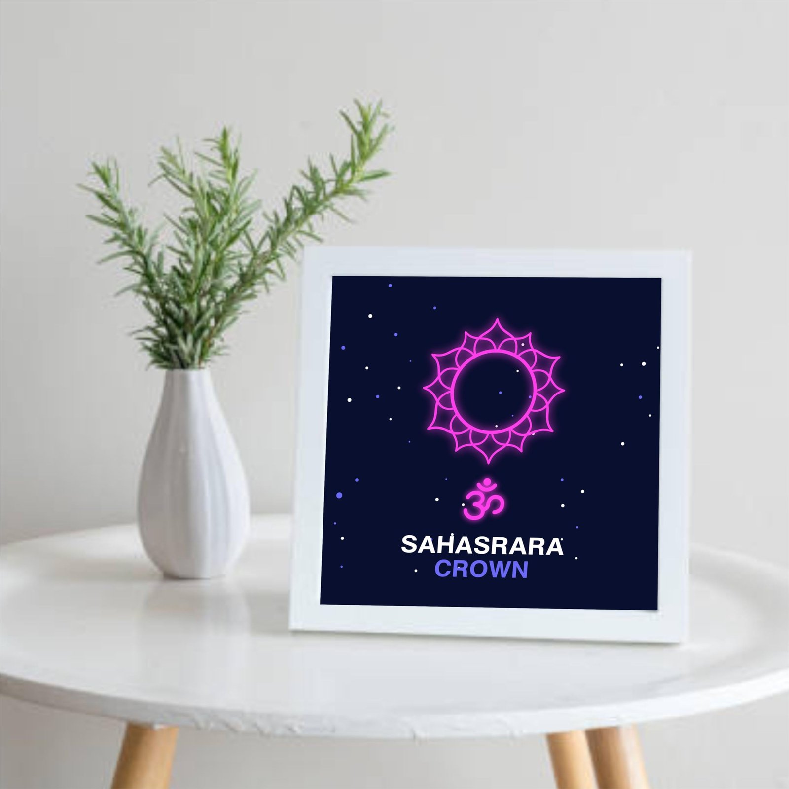 Sahasrara Chakra paintings Wooden Wall Frames With PVC Decorative item for Living room Bedroom Office Decor Modern Artwork Painting Wall Mount Hanging Set of 1 (9"X9" Inch)