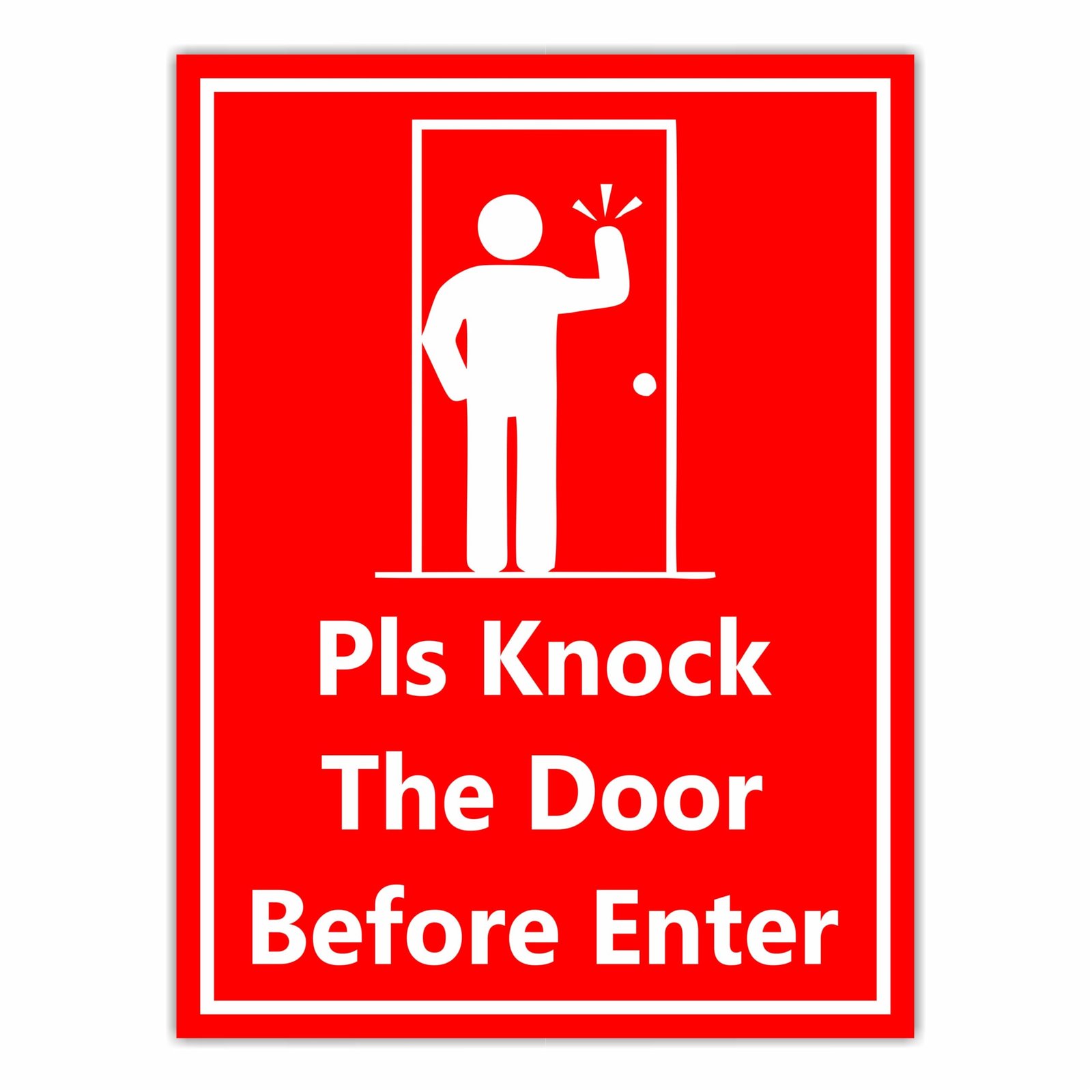 please knock the door Before enter Self Adhesive Vinyl Signage Sticker For Office l Home l Clinic l Hotels (Size -6x8 Inch, Colour- Red) Pack of 2