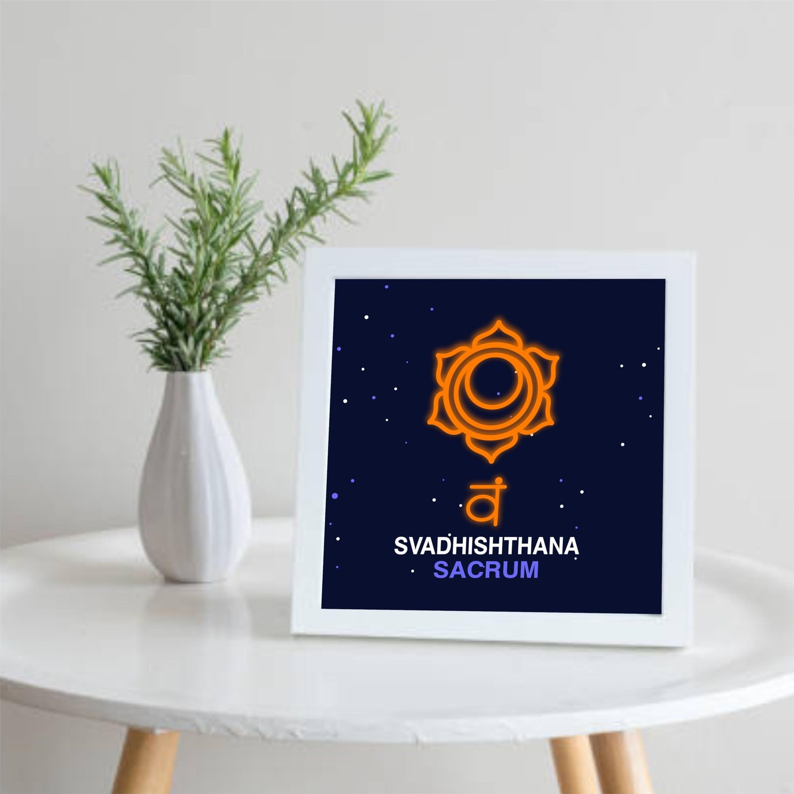 Svadhishthana Chakra paintings Wooden Wall Frames With PVC Decorative item for Living room Bedroom Office Decor Modern Artwork Painting Wall Mount Hanging Set of 1 (9"X9" Inch)