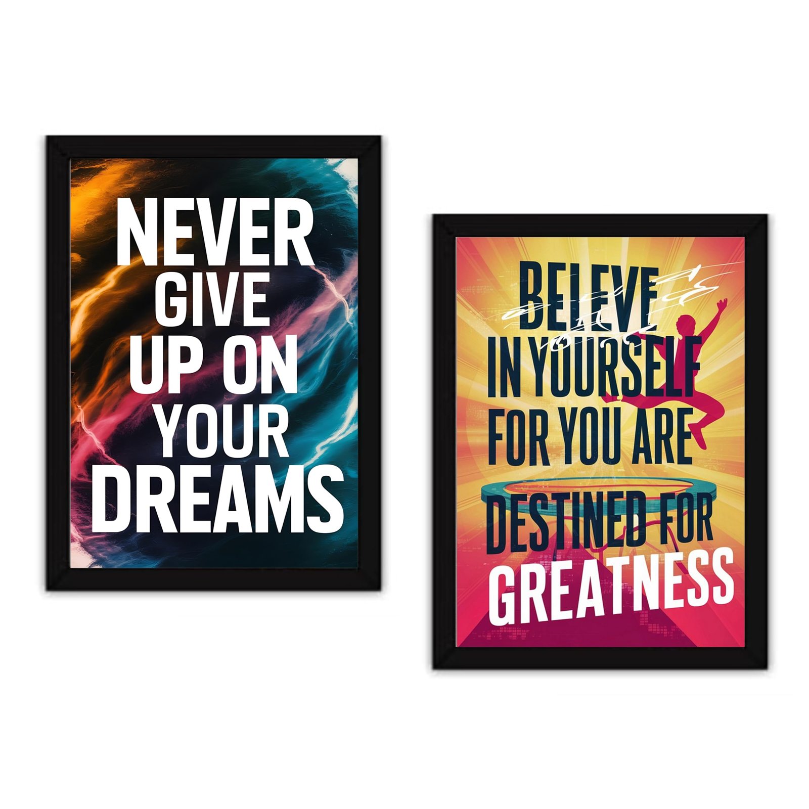 Motivational Quotes framed Wall Poster - Inspirational Wall Art For Living room Bedroom Office Wall Decoration Set of 2 (8"X12" Inch) (Design 1)