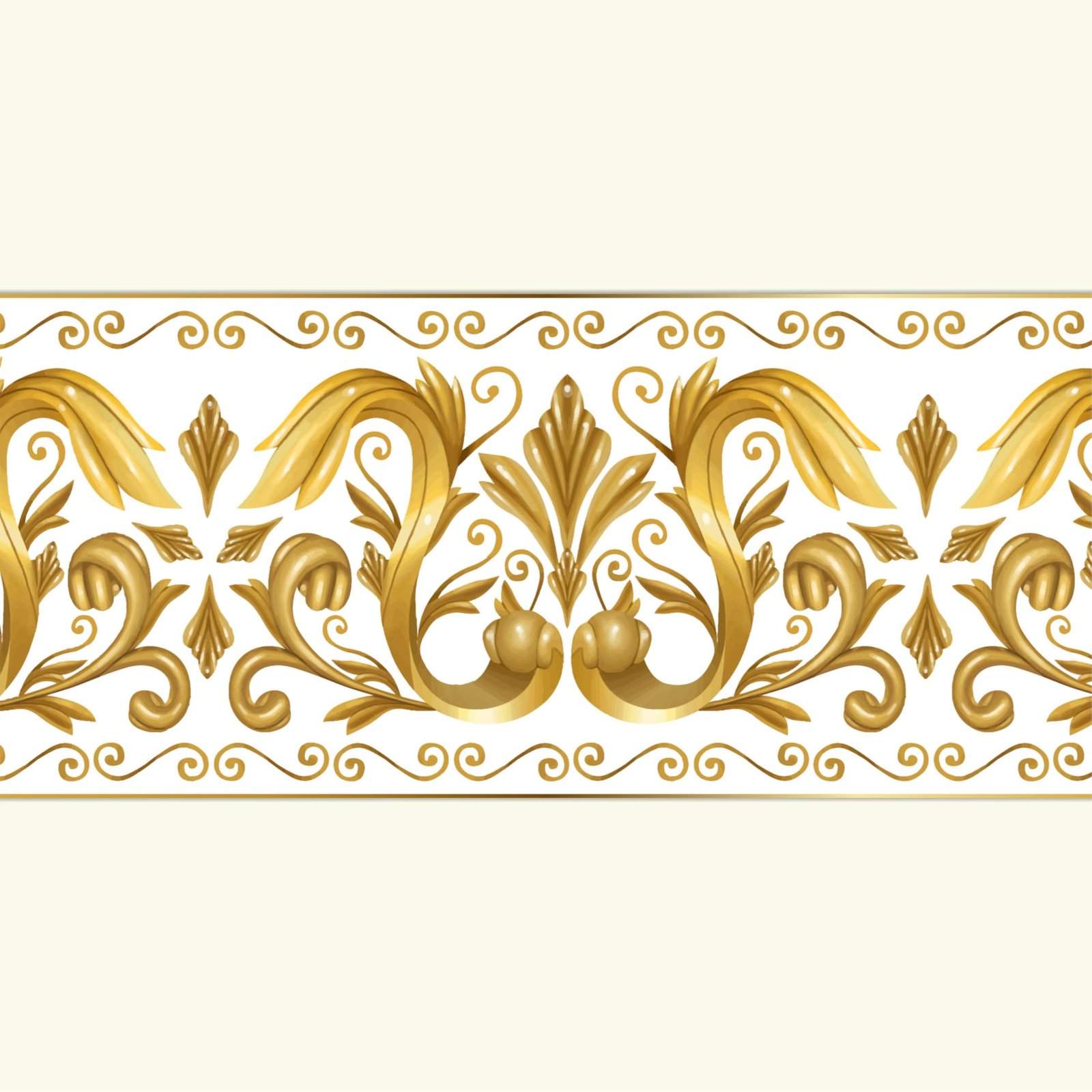Golden Border Design Wall Border Sticker Waterproof Peel and Stick - 6 in X 10 Feet Self-Adhesive Durable Border Roll for Bathroom, Kitchen, Counter, Wall, Home Decoration (Design-1)