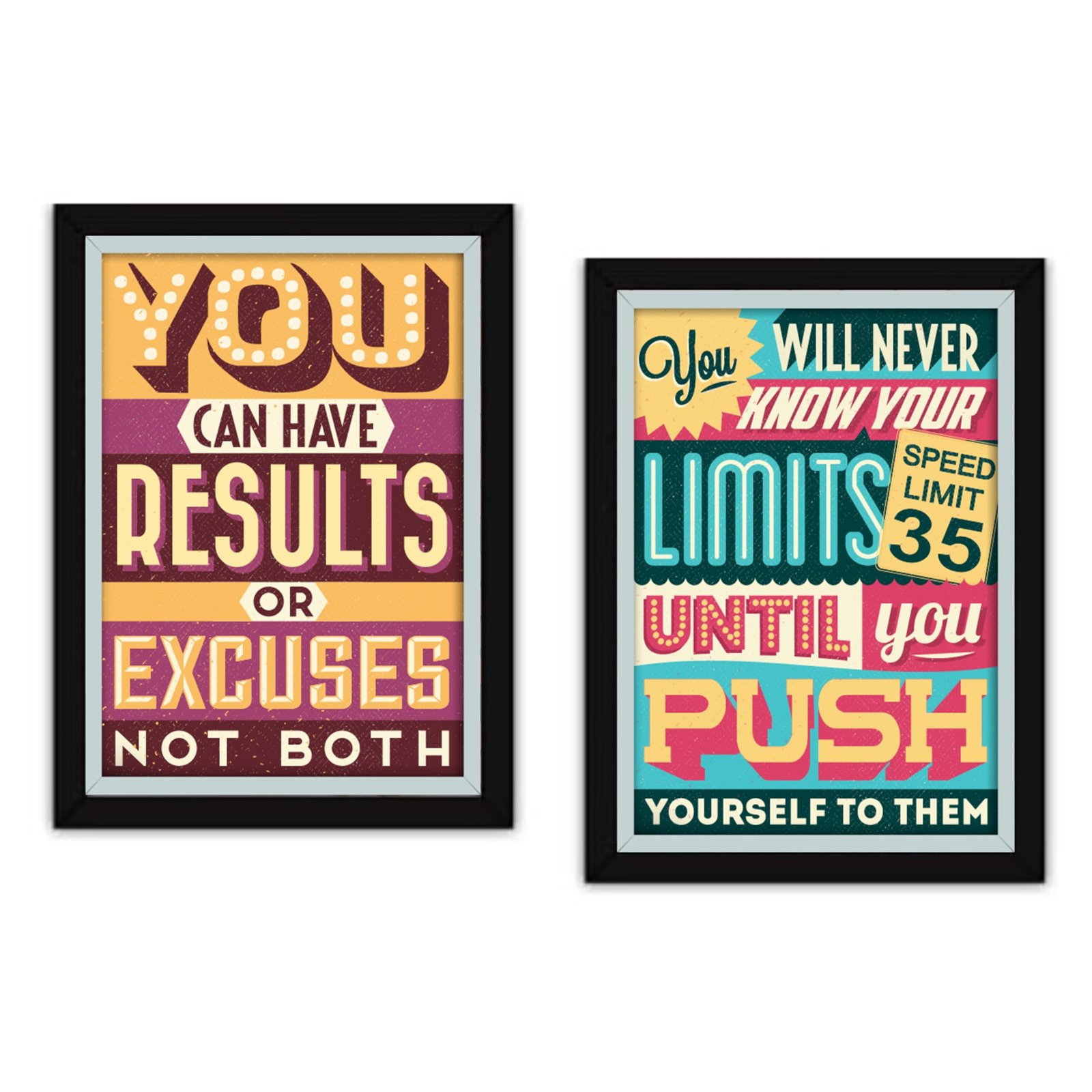 Motivational Quotes framed Wall Poster - Inspirational Wall Art For Living room Bedroom Office Wall Decoration Set of 2 (8"X12" Inch) (Design 4)