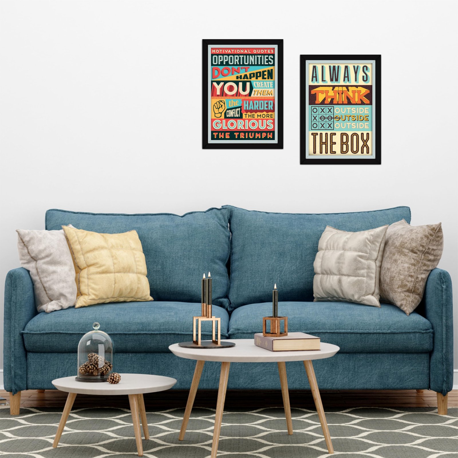 Motivational Quotes framed Wall Poster - Inspirational Wall Art For Living room Bedroom Office Wall Decoration Set of 2 (8"X12" Inch) (Design 2)