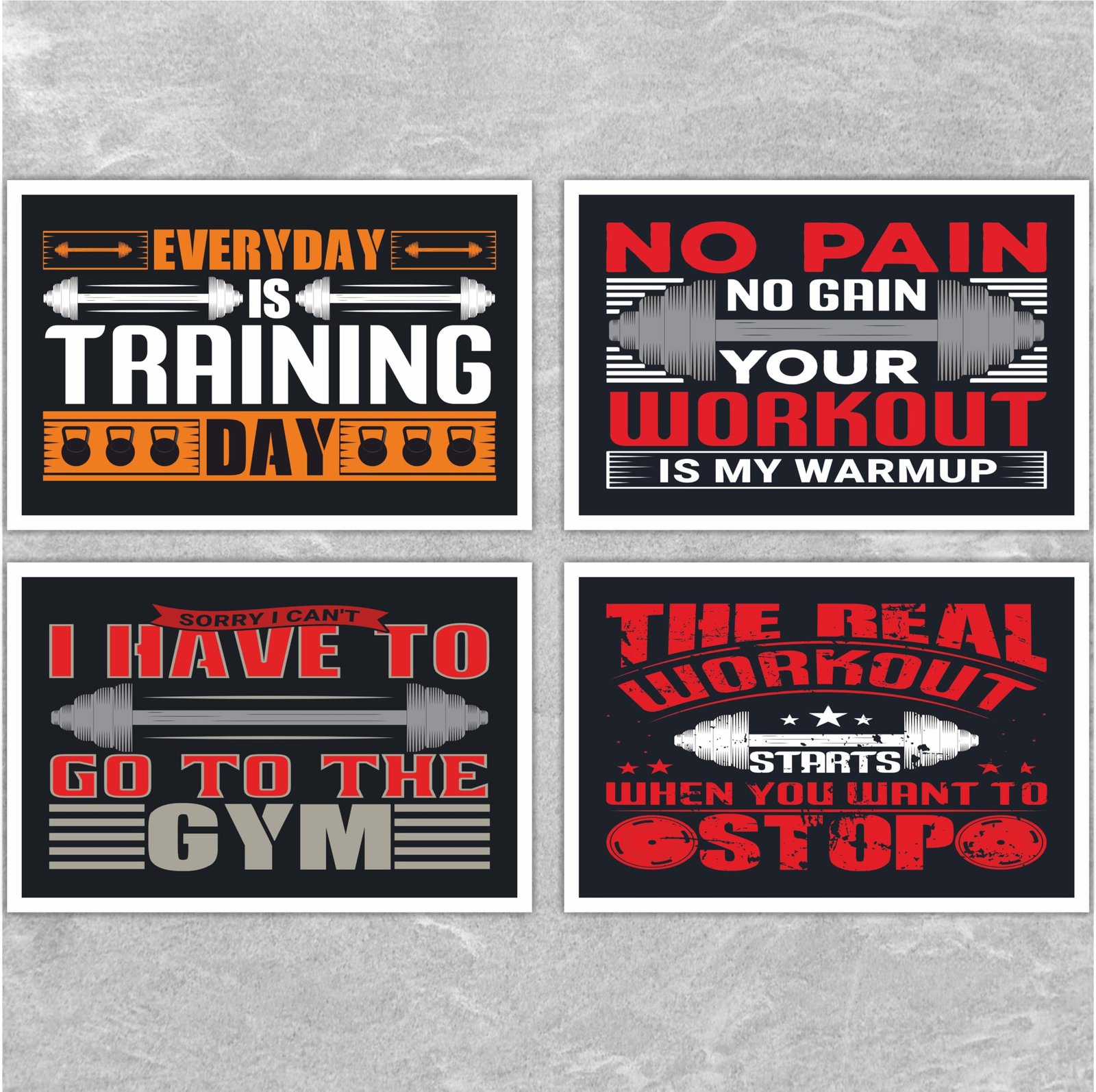 Motivational Gym Quotes unframed Wall Poster - Inspirational Wall Art For Living room Bedroom Office Wall Decoration Set of 4 (12"X18" Inch) (Design 4)