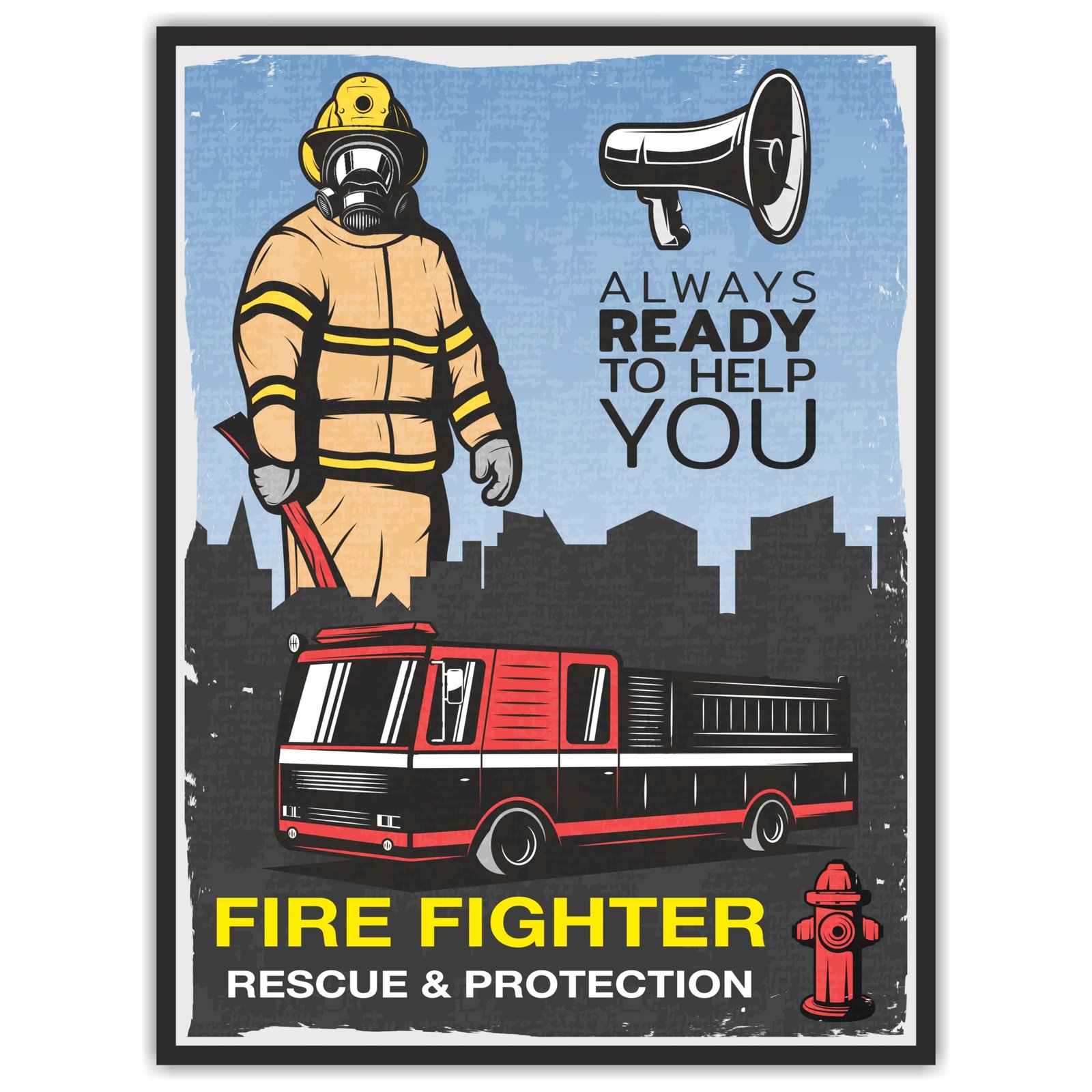 Fire Fighter Rescue & Protection Safety/Security Sign Self - Adhesive Vinyl Signage Sticker (10pc) Size (9x12inch)