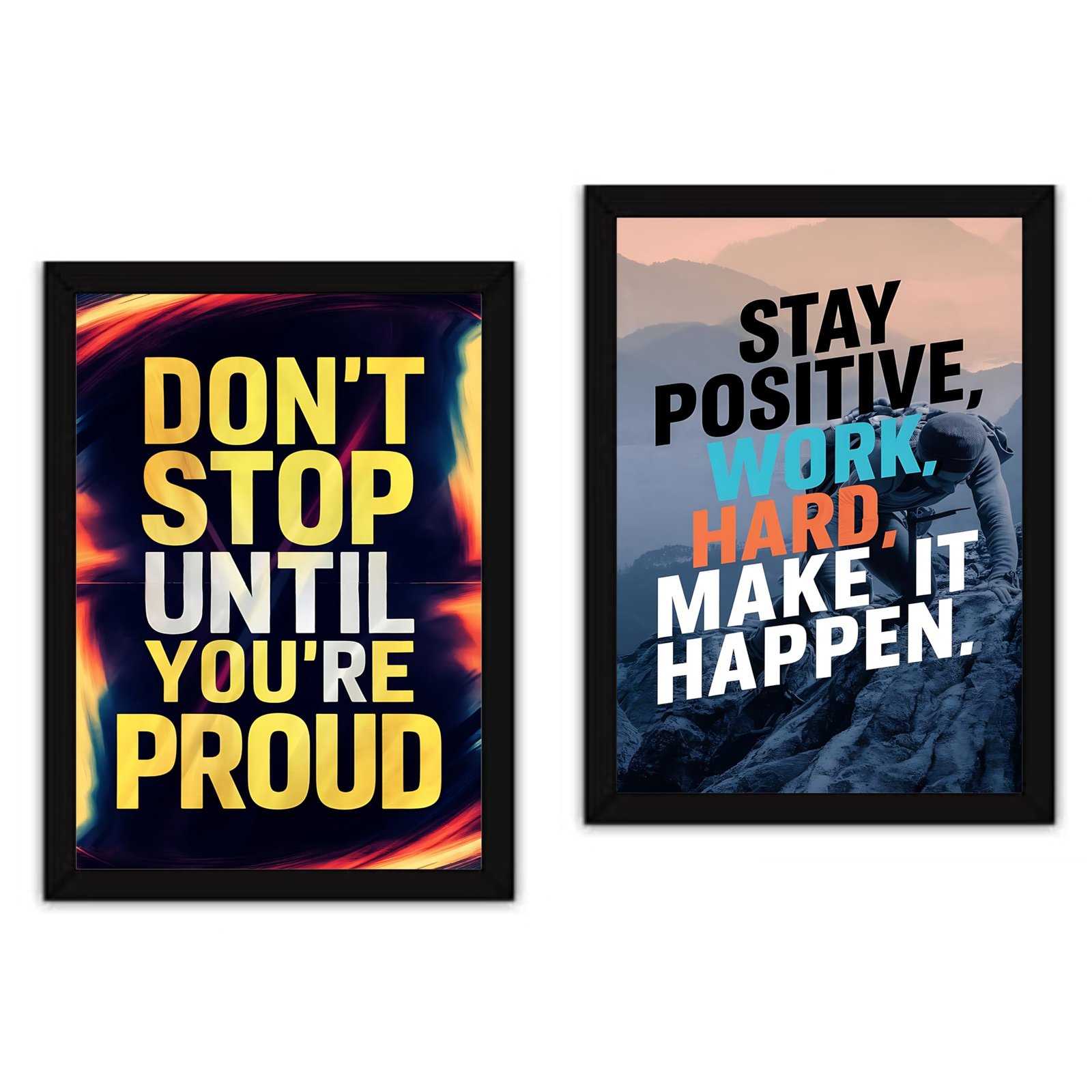 Motivational Quotes framed Wall Poster - Inspirational Wall Art For Living room Bedroom Office Wall Decoration Set of 2 (8"X12" Inch) (Design 3)