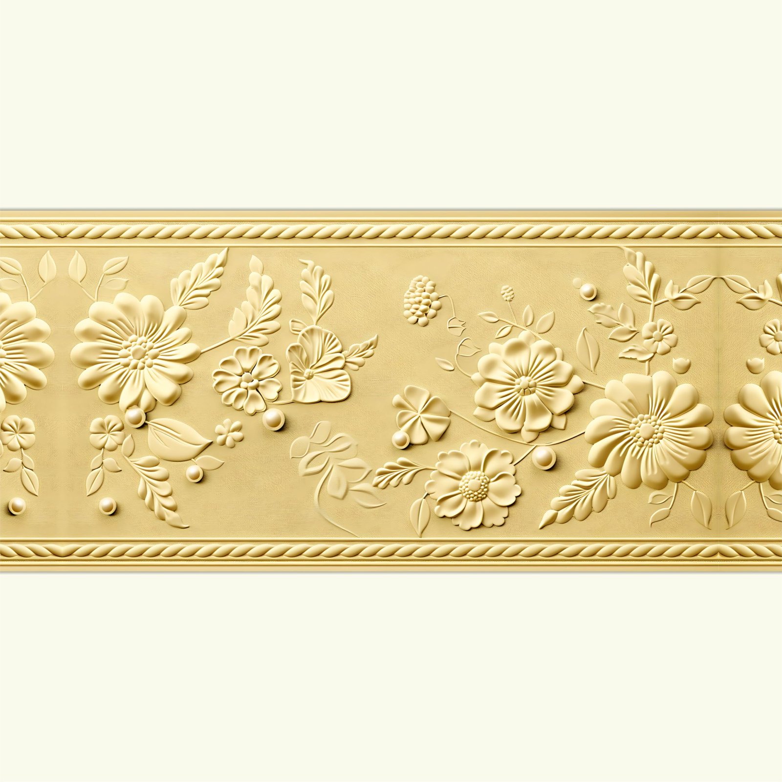 Golden Border Design Wall Border Sticker Waterproof Peel and Stick - 6 in X 10 Feet Self-Adhesive Durable Border Roll for Bathroom, Kitchen, Counter, Wall, Home Decoration (Design-4)