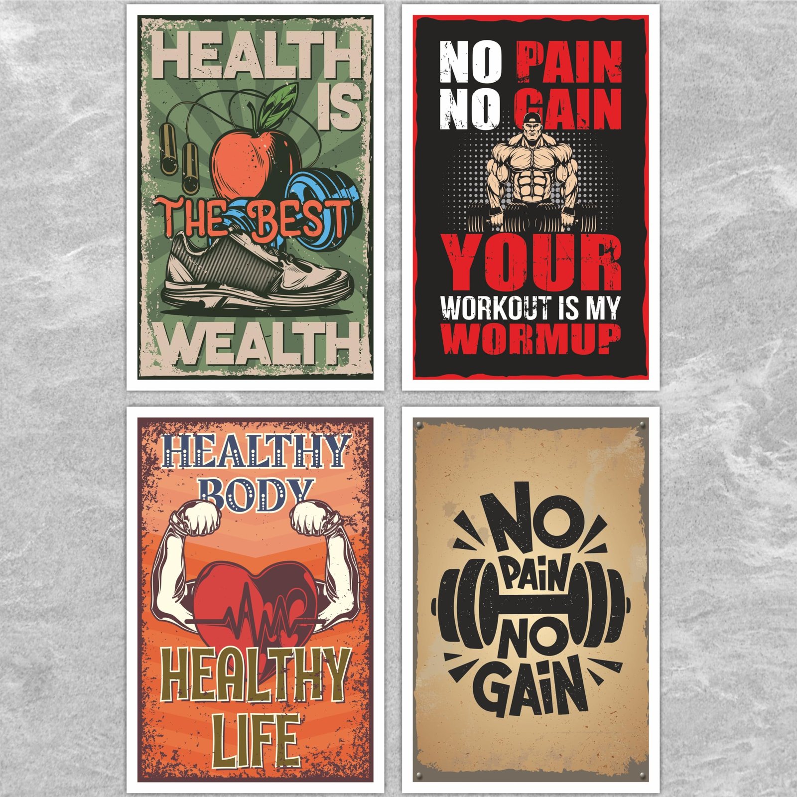Motivational Gym Quotes unframed Wall Poster - Inspirational Wall Art For Living room Bedroom Office Wall Decoration Set of 4 (12"X18" Inch) (Design 1)