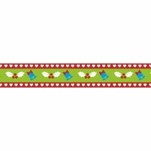 ATTRACTSO-Christmas Bells and Holly Leaf Border wallpaper Peel & Stick 10 feet x4 inch Viynl Self Adhesive| Green and Red Holiday Wall D?cor | Festive Room and Party Decoration