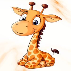 Cartoon Cute Giraffe Wall Sticker | 12 x 16 Inch Transparent Vinyl | Waterproof Peel and Stick for Kids Room Bedroom Nursery Play Area