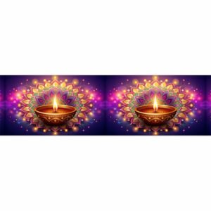 ATTRACTSO - Diwali Diya Wall Border Peel & Stick 10 Feet x 6 Inch | Waterproof Vinyl Sticker Roll for Diwali Decoration, Tiles, Kitchen, Door Entrance, Floor Decoration(Design-4)