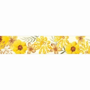 ATTRACTSO -Yellow Floral Wall Border Peel & Stick 10 feet x 6 inch | Elegant Waterproof Vinyl Sticker for Tiles Kitchen Wall Door Frame Room Edge Decoration (Design 3)