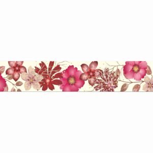 ATTRACTSO - Pink Floral Wall Border Peel & Stick 10 feet x 6 inch | Elegant Waterproof Vinyl Sticker for Tiles Kitchen Wall Door Frame Room Edge Decoration (Design2)