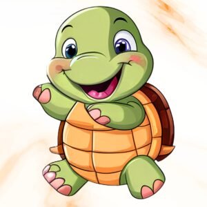 Cute Cartoon Turtle Wall Sticker | 12 x 16 Inch Transparent Vinyl | Waterproof Peel and Stick for Kids Room Bedroom Nursery Play Area