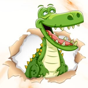 ATTRACTSO - Cartoon Crocodile Wall Sticker | 23 x 21 Inch Self Adhesive Transparent Vinyl | Waterproof Peel and Stick for Kids Room Bedroom Nursery Play Area(Design- 07)
