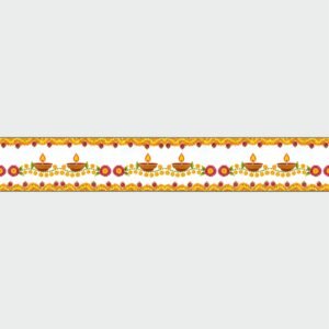 ATTRACTSO - Diwali Flower Wall Border Peel & Stick 10 Feet x 6 Inch | Waterproof Vinyl Sticker Roll for Diwali Decoration, Tiles, Kitchen, Door Entrance, Floor Decoration (Design-1)