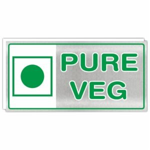 ATTRACTSO - Pure Veg Vinyl With 5mm Sunboard Signage Board Stickers | Glass Door, Wooden Door | Sign board for Door | Signage for Offices (Size- 12x6 Inch) (Pack of 1)