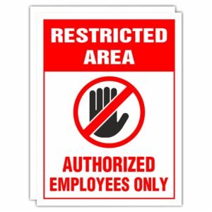 ATTRACTSO - Restricted Area Vinyl With 5mm Sunboard Signage Board Stickers | Glass Door, Wooden Door | Sign board for Doors | Signage for Offices (Size- 6x8 Inch) (Pack of 10)