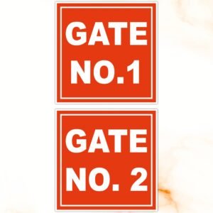 ATTRACTSO Red Gate Number Boards | Gate number 1-2 | 6 x 6 Inch Laminated Vinyl 5mm SunBoards|Waterproof Easy Stick House Red Gate Name Plate Sign(Set of 1)