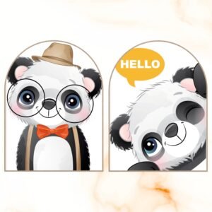 ATTRACTSO ? Cute Panda Cartoon Wall Art | 9 x 12 Inch Laminated Vinyl 3mm MDF Board |Decor for Living Room | Bedroom |Set of 2 (Design-01)