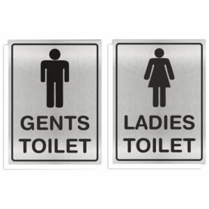 ATTRACTSO - Gents Ladies Toilet Vinyl With 5mm Sunboard Signage Board Stickers | Glass Door, Wooden Door | Ladies and Gents Signage for Offices (Size- 6x8 Inch) (Pack of 10)
