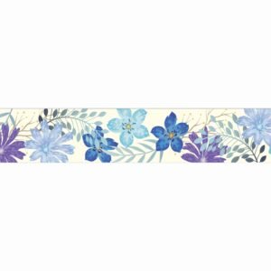 ATTRACTSO -Pastel Blue Floral Wall Border Peel & Stick 10 feet x 6 inch | Elegant Waterproof Vinyl Sticker for Tiles Kitchen Wall Door Frame Room Edge Decoration (Design 1)