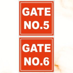 ATTRACTSO Red Gate Number Boards | Gate number 4-5 | 6 x 6 Inch Laminated Vinyl 5mm SunBoards|Waterproof Easy Stick House Red Gate Name Plate Sign(Set of 1)