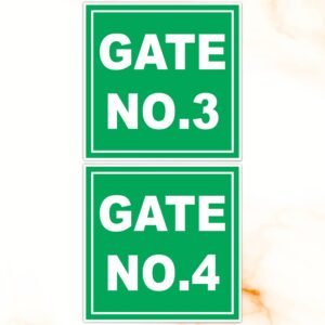 ATTRACTSO Green Gate Number Boards | Gate number 3-4 | 6 x 6 Inch Laminated Vinyl 5mm SunBoards|Waterproof Easy Stick House Green Gate Name Plate Sign(Set of 1)