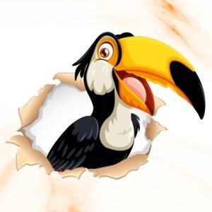 ATTRACTSO - Cartoon Hornbill Wall Sticker | 23 x 17 Inch Self Adhesive Transparent Vinyl | Waterproof Peel and Stick for Kids Room Bedroom Nursery Play Area(Design- 03)