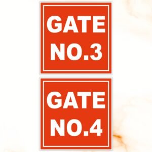 ATTRACTSO Red Gate Number Boards | Gate number 2-3 | 6 x 6 Inch Laminated Vinyl 5mm SunBoards|Waterproof Easy Stick House Red Gate Name Plate Sign(Set of 1)