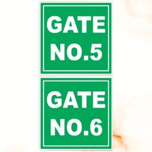 ATTRACTSO Green Gate Number Boards | Gate number 5-6 | 6 x 6 Inch Laminated Vinyl 5mm SunBoards|Waterproof Easy Stick House Green Gate Name Plate Sign(Set of 1)