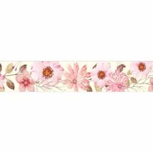 ATTRACTSO - Pink Floral Wall Border Peel & Stick 10 feet x 6 inch | Elegant Waterproof Vinyl Sticker for Tiles Kitchen Wall Door Frame Room Edge Decoration (Design 4)