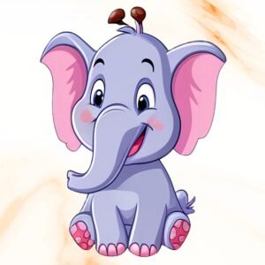 Cartoon Elephant Wall Sticker | 12 x 16 Inch Transparent Vinyl | Waterproof Peel and Stick for Kids Room Bedroom Nursery Play Area