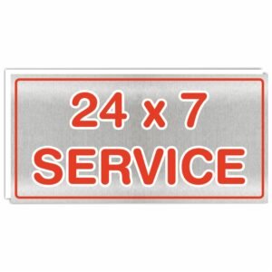 ATTRACTSO - 24x7 Service Vinyl With 5mm Sunboard Signage Board Stickers | Glass Door, Wooden Door | Sign board for Door | Signage for Offices (Size- 12x6 Inch) (Pack of 1)