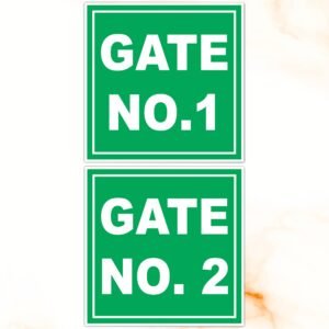 ATTRACTSO Green Gate Number Boards | Gate number 1-2 | 6 x 6 Inch Laminated Vinyl 5mm SunBoards|Waterproof Easy Stick House Green Gate Name Plate Sign(Set of 1)