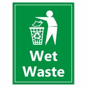 ATTRACTSO - Wet Waste Adhesive Vinyl Signage Sticker For Office l Home l Clinic l Hotels (Size -6x8 Inch, Colour- Green) Pack of 4