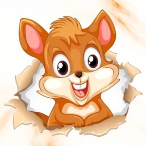 ATTRACTSO - Cartoon Squirrel Wall Sticker | 23 x 21 Inch Self Adhesive Transparent Vinyl | Waterproof Peel and Stick for Kids Room Bedroom Nursery Play Area(Design- 04)