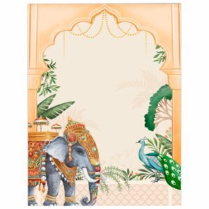 ATTRACTSO | Royal Elephant & Peacock Wall Poster | Indian Traditional Palace Theme Art | Decorative Rajasthani Style Print for Living Room, Bedroom & Home D?cor | Vinyl Sticker ? 36x47.5 Inch