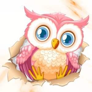 ATTRACTSO - Cartoon Cute Owl Wall Sticker | 23 x 21 Inch Self Adhesive Transparent Vinyl | Waterproof Peel and Stick for Kids Room Bedroom Nursery Play Area(Design- 05)
