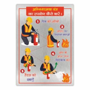 ATTRACTSO- How to use Fire Extinguisher Self Adhesive Vinyl Matt Finish Signage Sticker Use Industrial Use | Office | Business (Pack of 1) Size - 9"x12" Inch - Grey