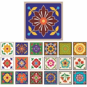 ATTRACTSO - Flower Sticker Peel & Stick 6 x 6 Inch | Waterproof Vinyl Sticker Roll for Diwali Decoration, Tiles, Kitchen, Door Entrance, Floor Decoration(Design-3)