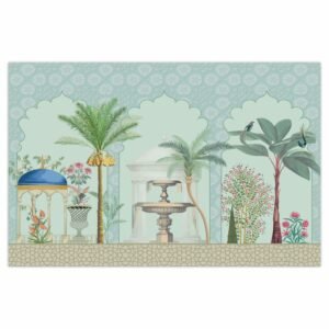 ATTRACTSO-Mughal Garden Courtyard Palm Tree |Wall Poster 3feet x 23.5 Inch Vinyl Poster|Traditional Indian Wall Decor(Design 04)