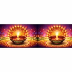 ATTRACTSO - Diwali Diya Wall Border Peel & Stick 10 Feet x 6 Inch | Waterproof Vinyl Sticker Roll for Diwali Decoration, Tiles, Kitchen, Door Entrance, Floor Decoration(Design-3)